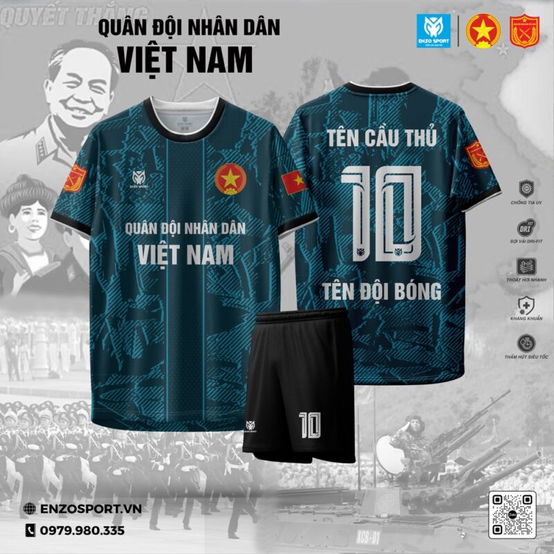 Áo Bóng Đá Quân Đội Xanh Đen – Tinh Thần Dân Tộc & Công Nghệ Hiện Đại