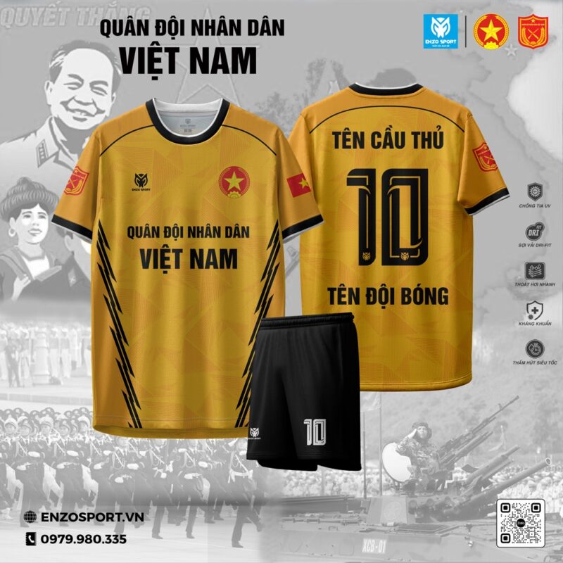 Áo Bóng Đá Đội Tuyển Vàng Đen Họa Tiết Tia Chớp Năng Động