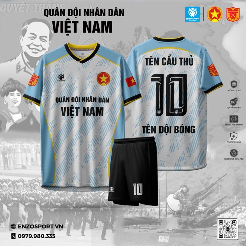 Áo Bóng Đá Xanh Dương Nhạt Viền Vàng - Thiết Kế Năng Động, Chất Liệu Cao Cấp