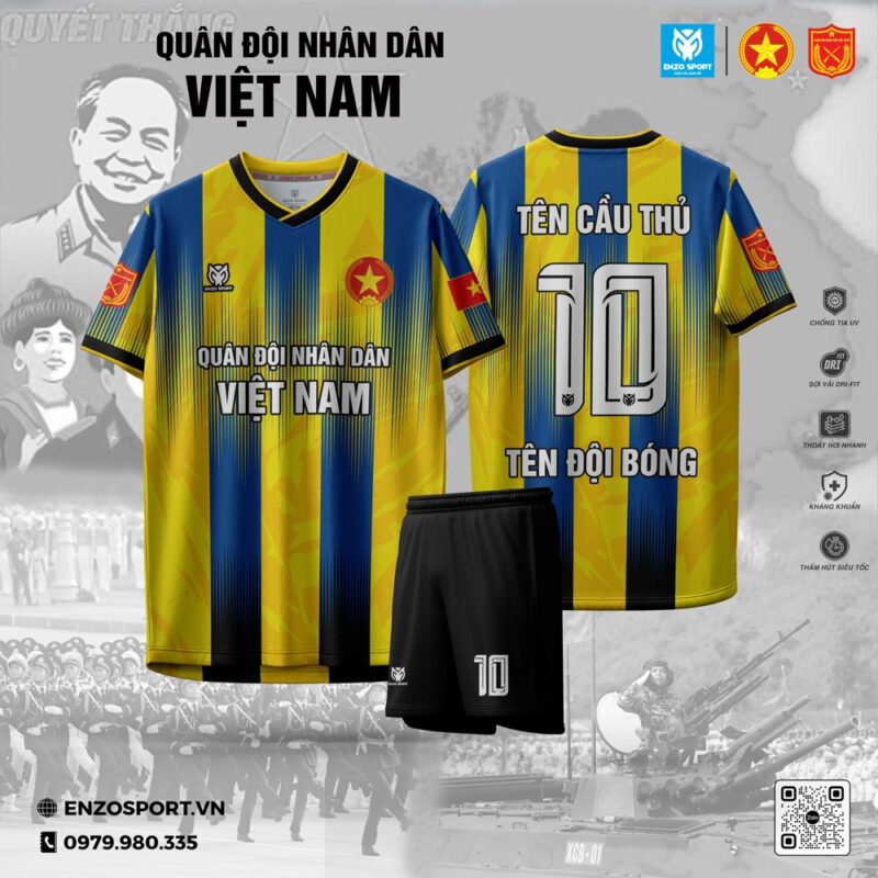 Áo Bóng Đá Quân Đội Vàng Xanh - Tự Hào Dân Tộc & Phong Cách Thể Thao Hiện Đại
