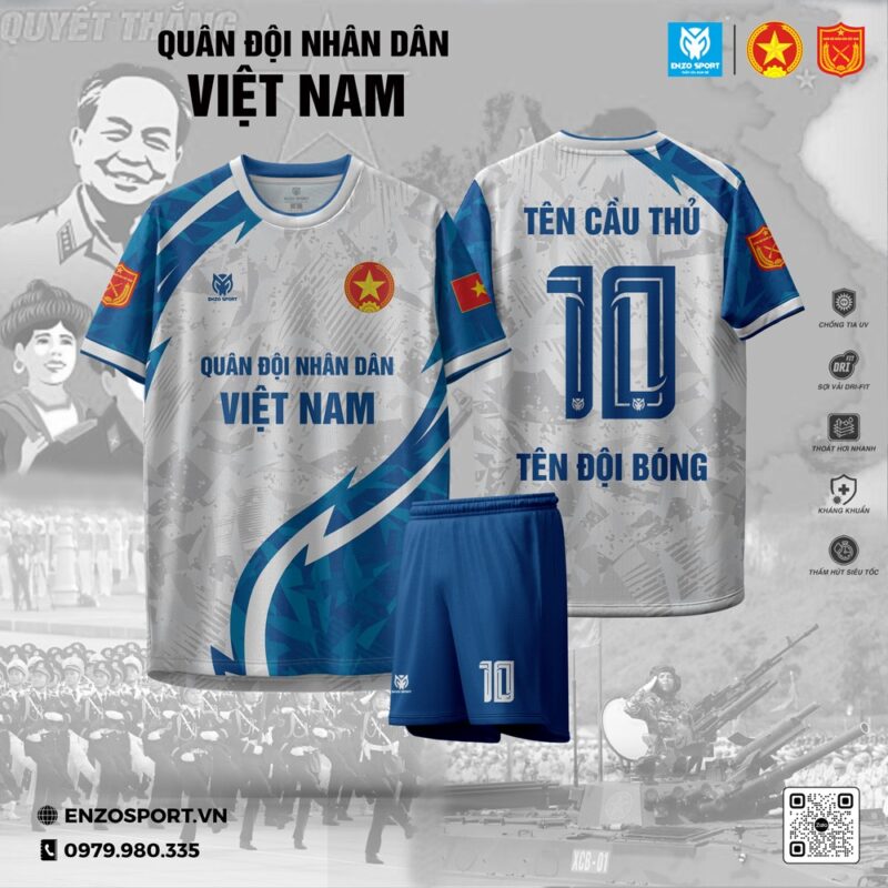 Áo Bóng Đá Quân Đội Xanh Dương Trắng – Tinh Thần Chiến Đấu, Năng Động Lịch Lãm