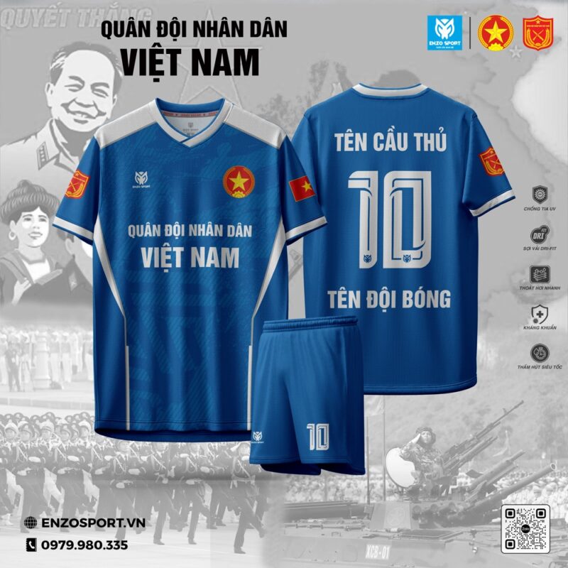 Áo Bóng Đá Quân Đội Màu Xanh Dương – Tự Hào Sức Mạnh Việt