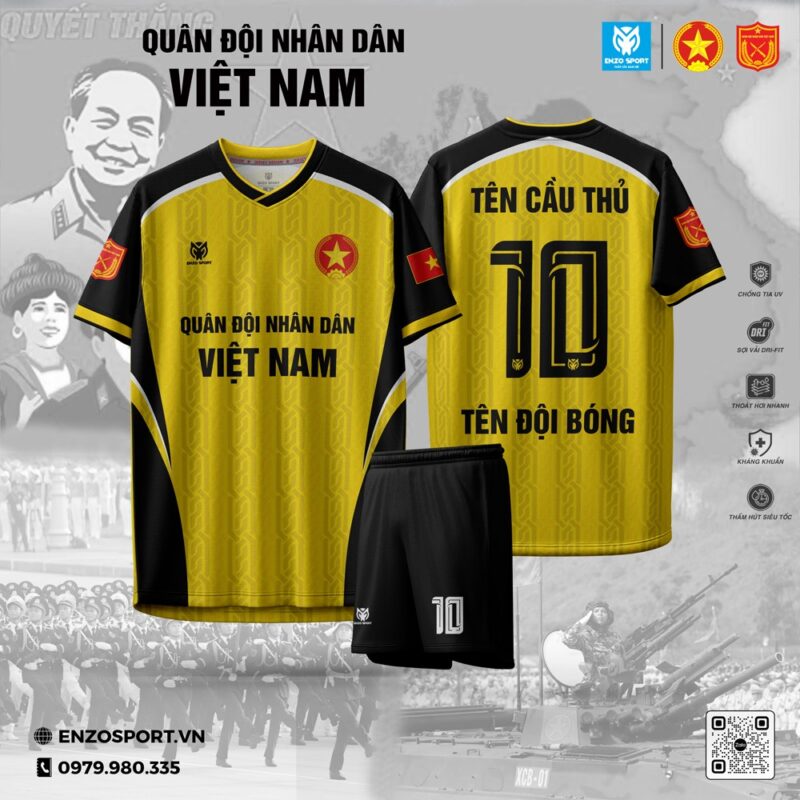 Áo Bóng Đá Quân Đội Vàng Đen - Tự Hào Sức Mạnh Việt Nam