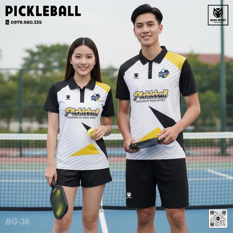 Đồng Phục Thể Thao Pickleball Nam Nữ - Trắng Đen Vàng Năng Động