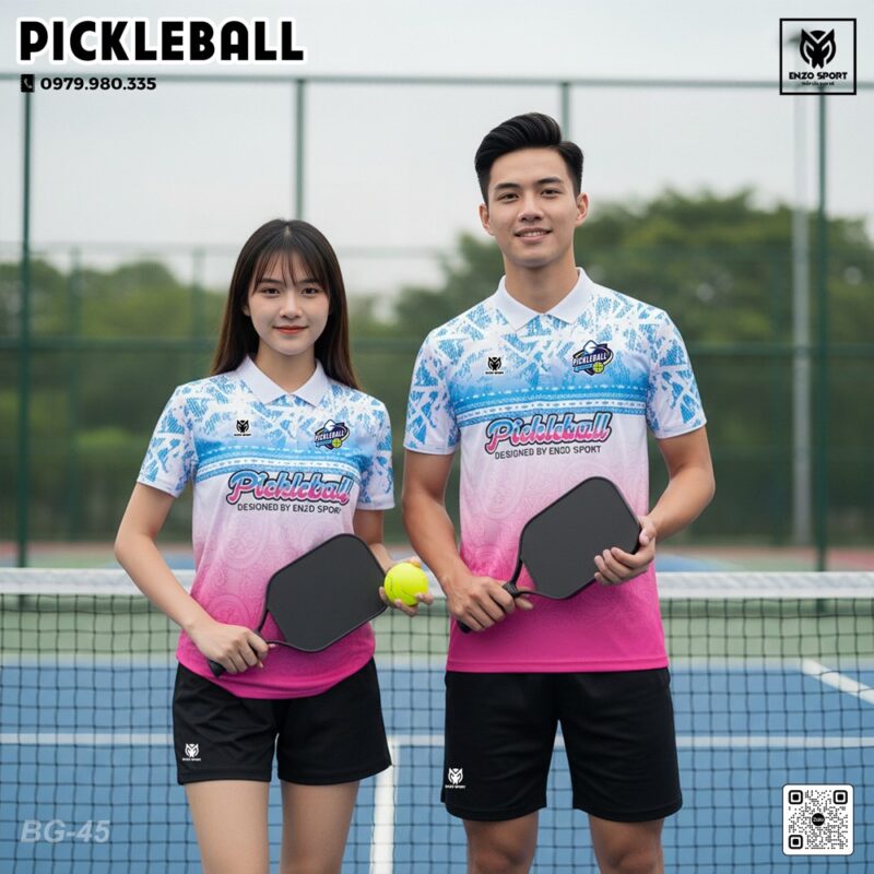 Áo Pickleball Xanh Dương Hồng Gradient Năng Động - ENZOSPORT
