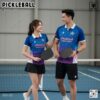 Áo Thể Thao Pickleball Xanh Biển Sẫm – Họa Tiết Tím Hình Học Trẻ Trung