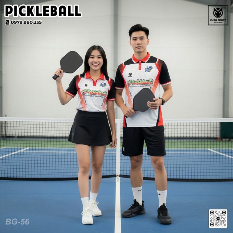 Áo Váy Thể Thao Nữ Pickleball Trắng Đen Đỏ – Thiết Kế Năng Động, Chất Liệu Thoáng Mát