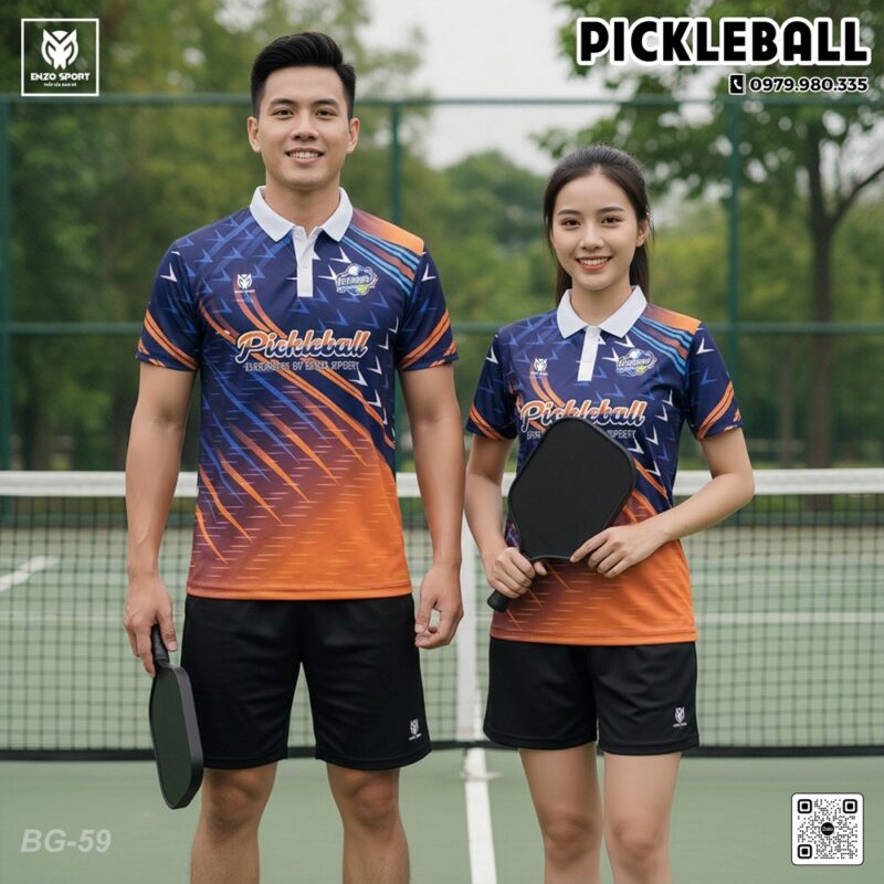 Áo Pickleball Cam Xanh EnzoSport - Năng Động & Thời Trang Thể Thao