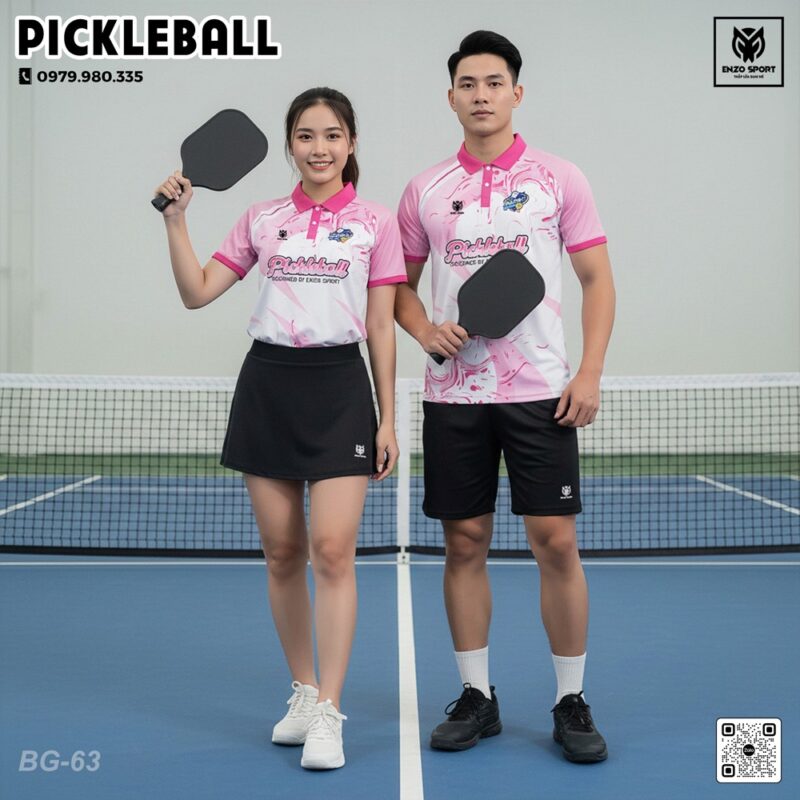 Bộ Đồ Thể Thao Pickleball Trắng Hồng Đen Năng Động
