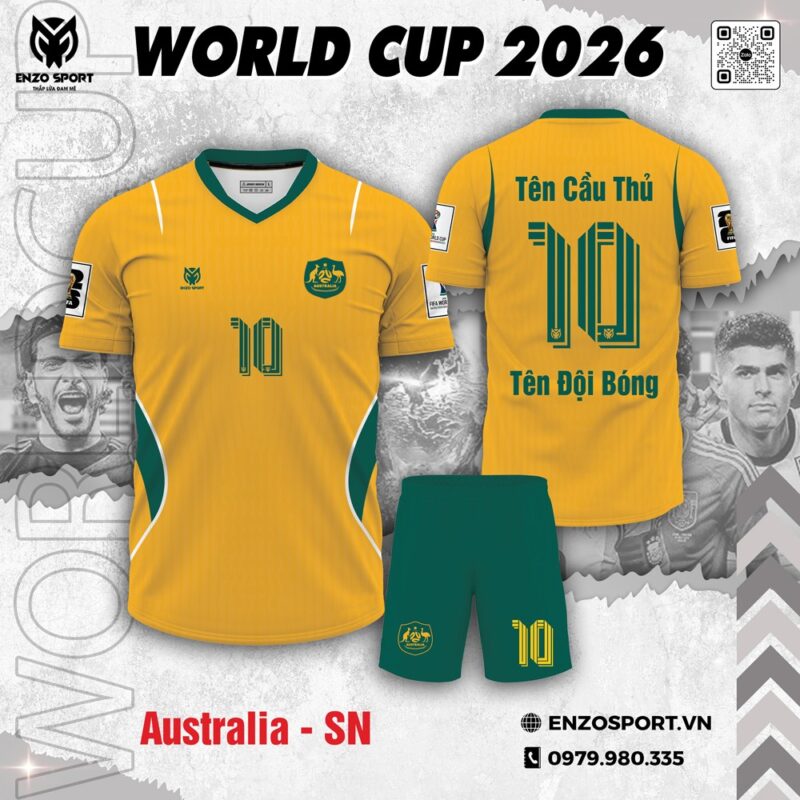Áo Đấu Đội Tuyển Australia World Cup 2026 – Vàng Năng Động, Biểu Tượng Đẳng Cấp