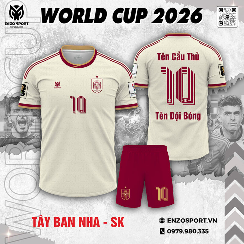 Áo Đội Tuyển Tây Ban Nha Sân Khách World Cup 2026