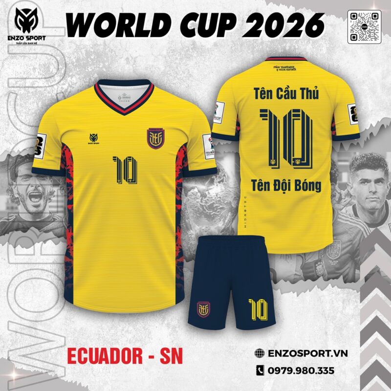 Ecuador World Cup 2026 SN – Bộ Quần Áo Bóng Đá Màu Vàng Năng Động