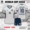 Bộ Quần Áo Đội Tuyển Ecuador World Cup 2026 Sân Khách – Trắng Xanh Navy
