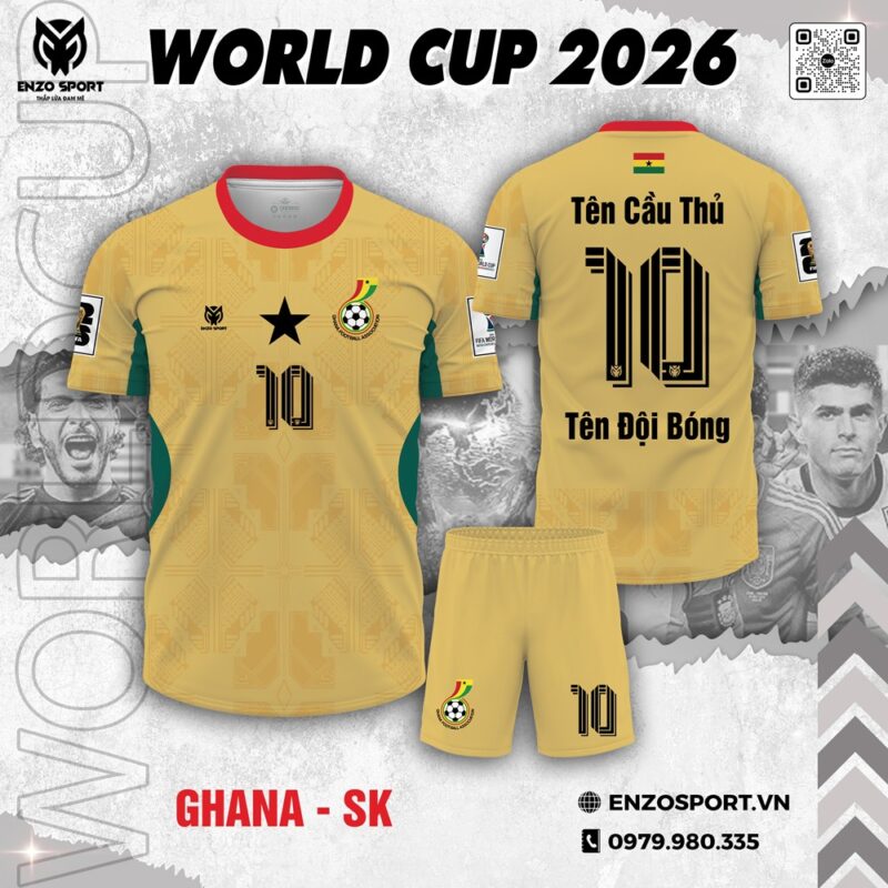 Áo đấu Ghana World Cup 2026 – Vàng rực rỡ, tự hào dân tộc
