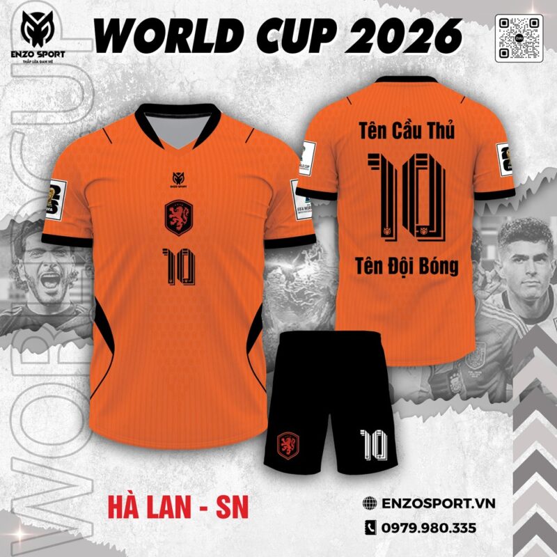 Áo bóng đá Hà Lan 2026 màu cam viền đen