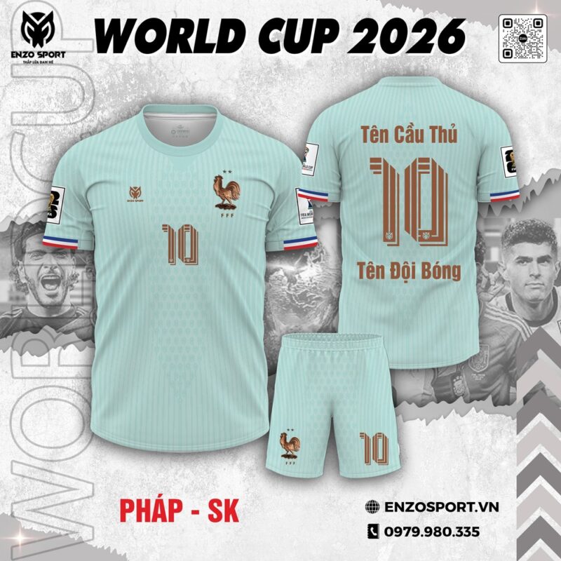 Áo Đấu Đội Tuyển Pháp World Cup 2026 Xanh Ngọc – Sang Trọng & Đẳng Cấp