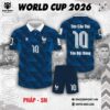 Áo Polo Thể Thao Xanh Lam Đậm Hoạ Tiết Kẻ Chéo – Pháp World Cup 2026 SN