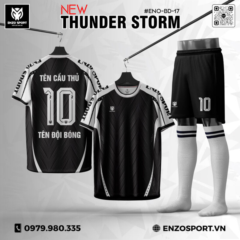 Áo Bóng Đá Không Logo ENO 17 Đen Trắng – Sang trọng & Chuẩn thể thao