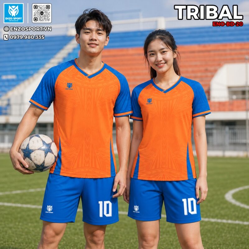 Áo Bóng Đá Không Logo ENO 20 Màu Cam – Tribal Style Năng Động & Độc Đáo