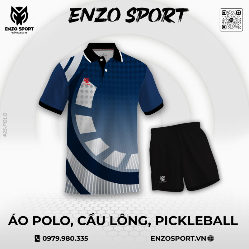 Áo Polo Thể Thao Xanh Xám ENO-POLO-25 In Logo Theo Yêu Cầu