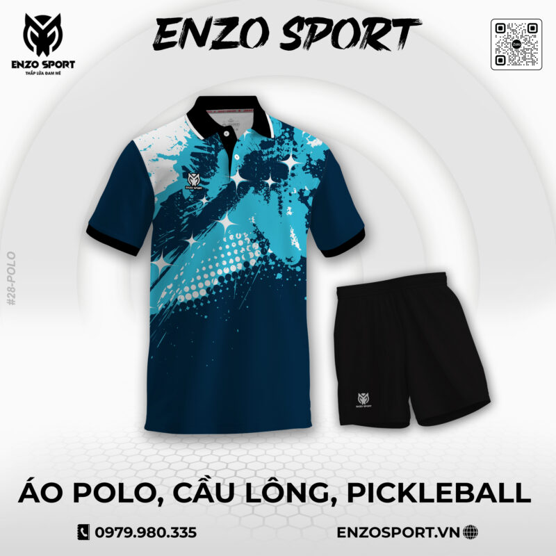 Áo Polo Thể Thao Xanh Cyan ENO-POLO-28 Phong Cách Năng Động