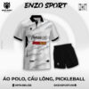Áo Polo Thể Thao Trắng Xám ENO-POLO-29 Thiết Kế Theo Yêu Cầu