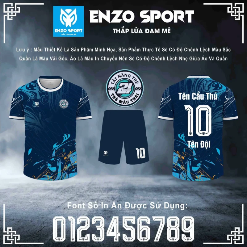 Mẫu thiết kế áo bóng đá cho đội bóng màu xanh tại Enzo Sport