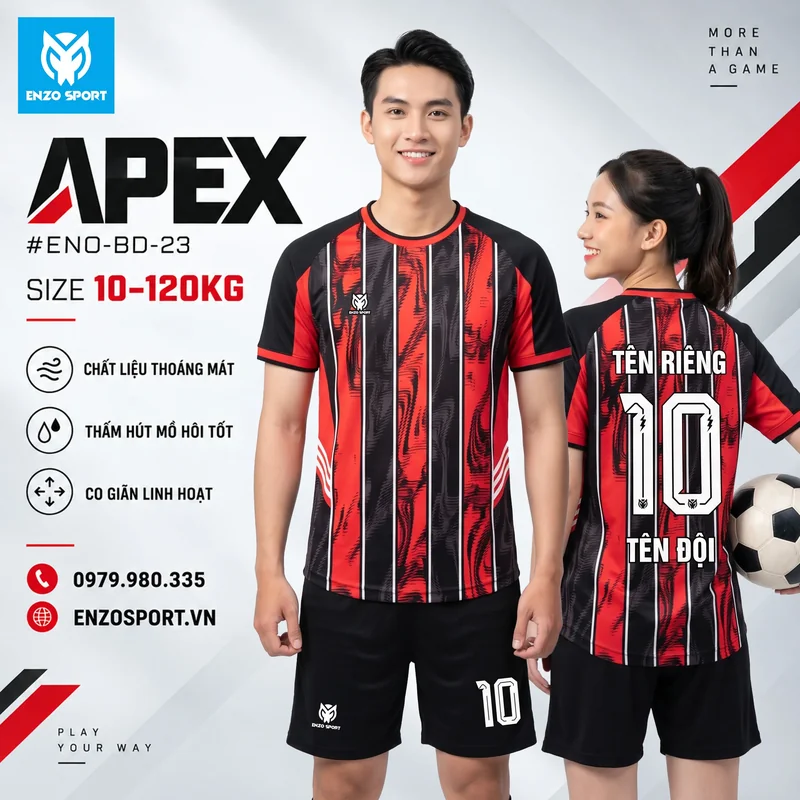 Áo Bóng Đá Không Logo APEX - Đen