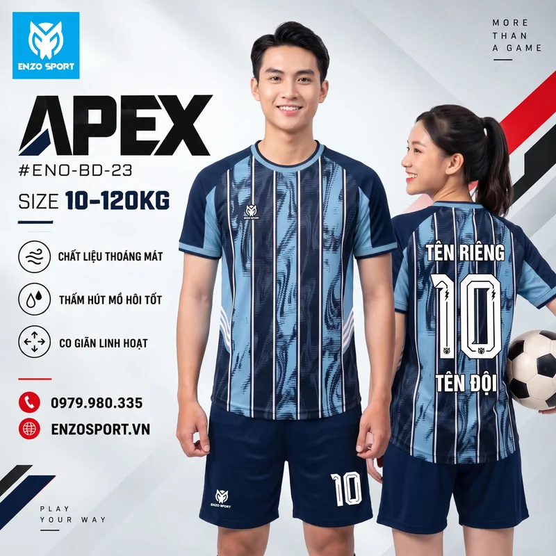 Áo Bóng Đá Không Logo APEX - Xanh than