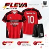 Áo Bóng Đá Không Logo FLEVA màu đỏ