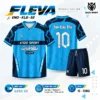 Áo Bóng Đá Không Logo FLEVA màu xanh ya