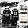 Áo Bóng Đá Không Logo FOURSP màu đen