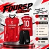 Áo Bóng Đá Không Logo FOURSP màu đỏ