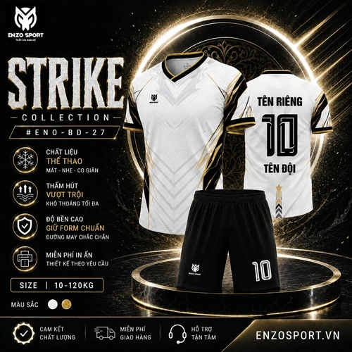 Áo bóng đá không logo STRIKE màu trắng