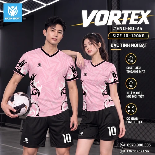 Áo bóng đá không logo VORTEX màu hồng nhạt