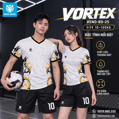 Áo bóng đá không logo VORTEX màu trắng