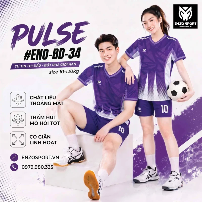 Áo bóng đá không logo PULSE màu tím