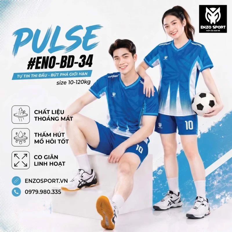 Áo bóng đá không logo PULSE màu xanh bích