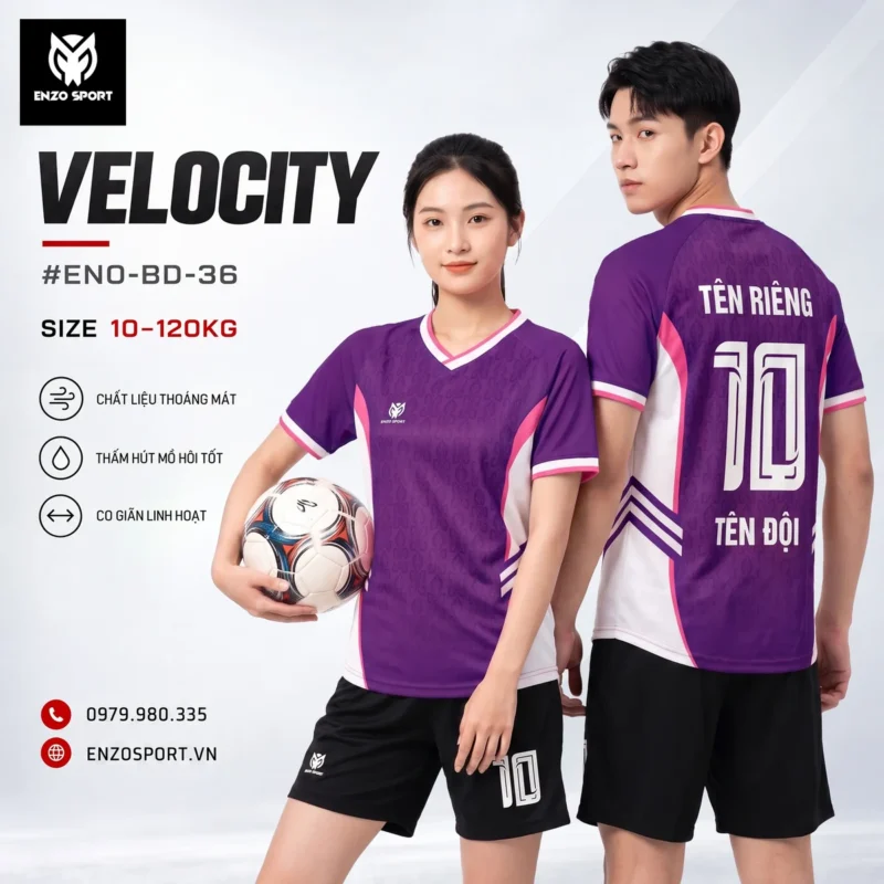 Áo bóng đá không logo VELOCITY màu tím