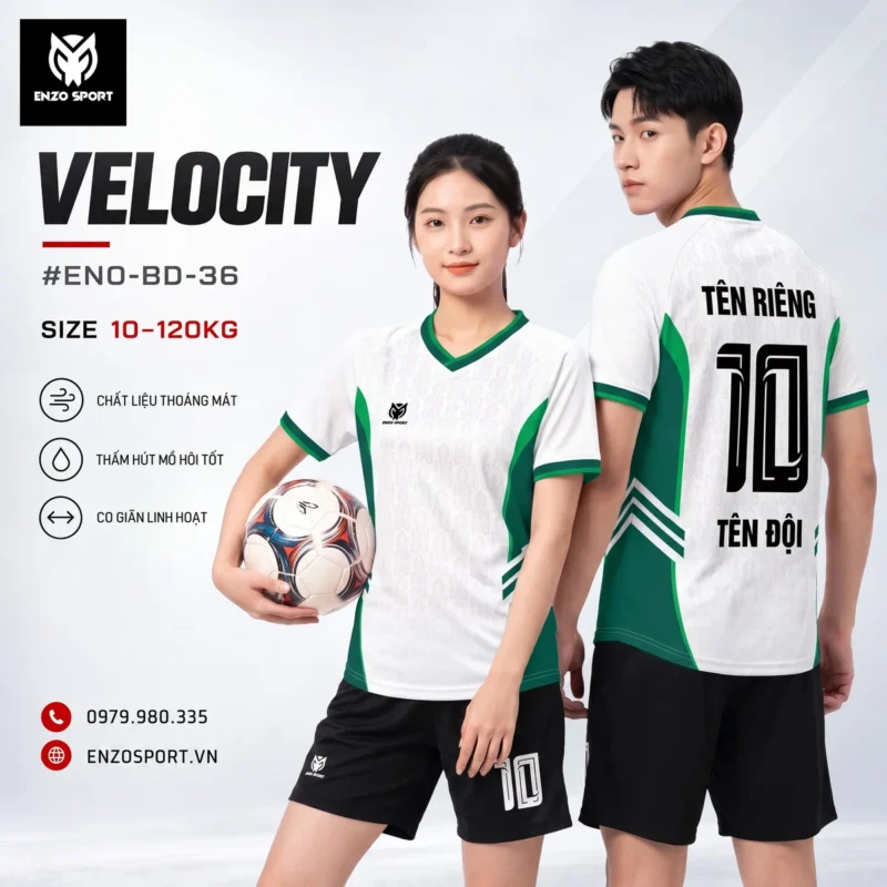 Áo bóng đá không logo VELOCITY màu trắng