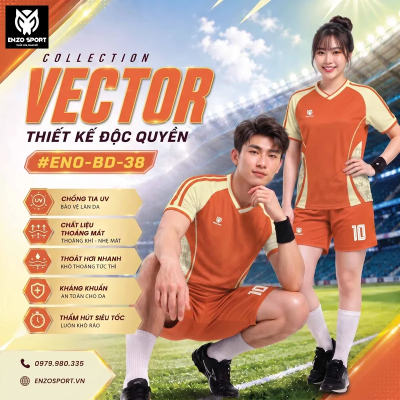 Áo bóng đá không logo VECTOR màu cam