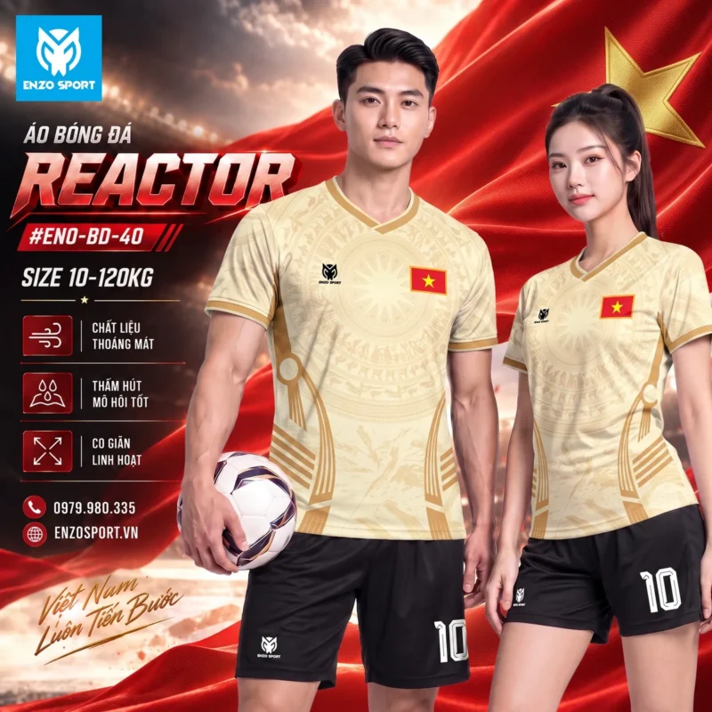 Áo bóng đá không logo REACTOR màu kem