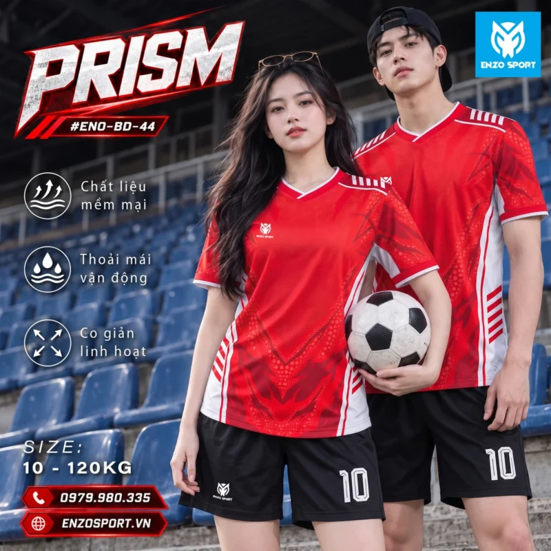 Áo bóng đá không logo PRISM màu đỏ