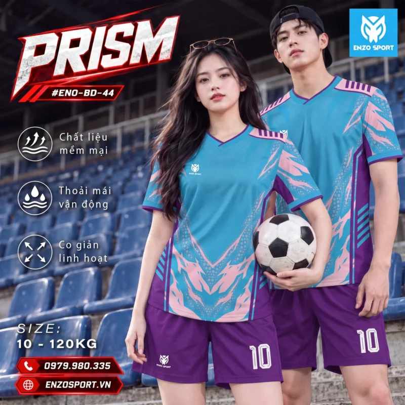 Áo bóng đá không logo PRISM màu xanh ya