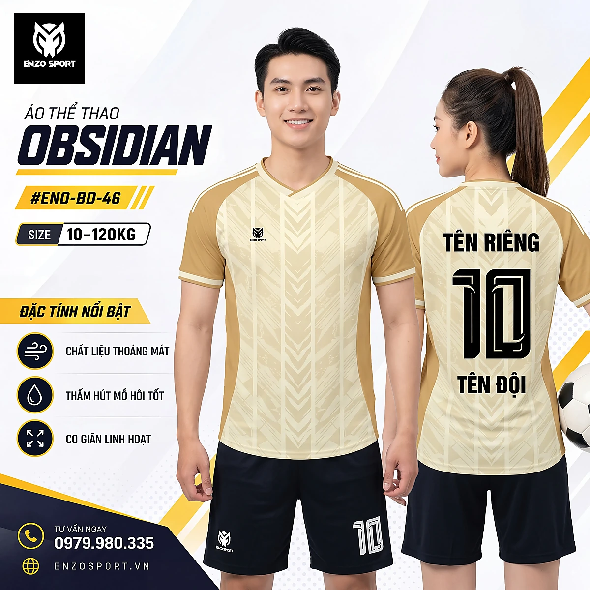 Áo bóng đá không logo OBSIDIAN màu kem