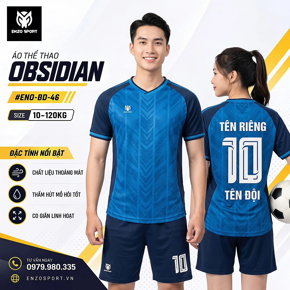 Áo bóng đá không logo OBSIDIAN màu xanh bích