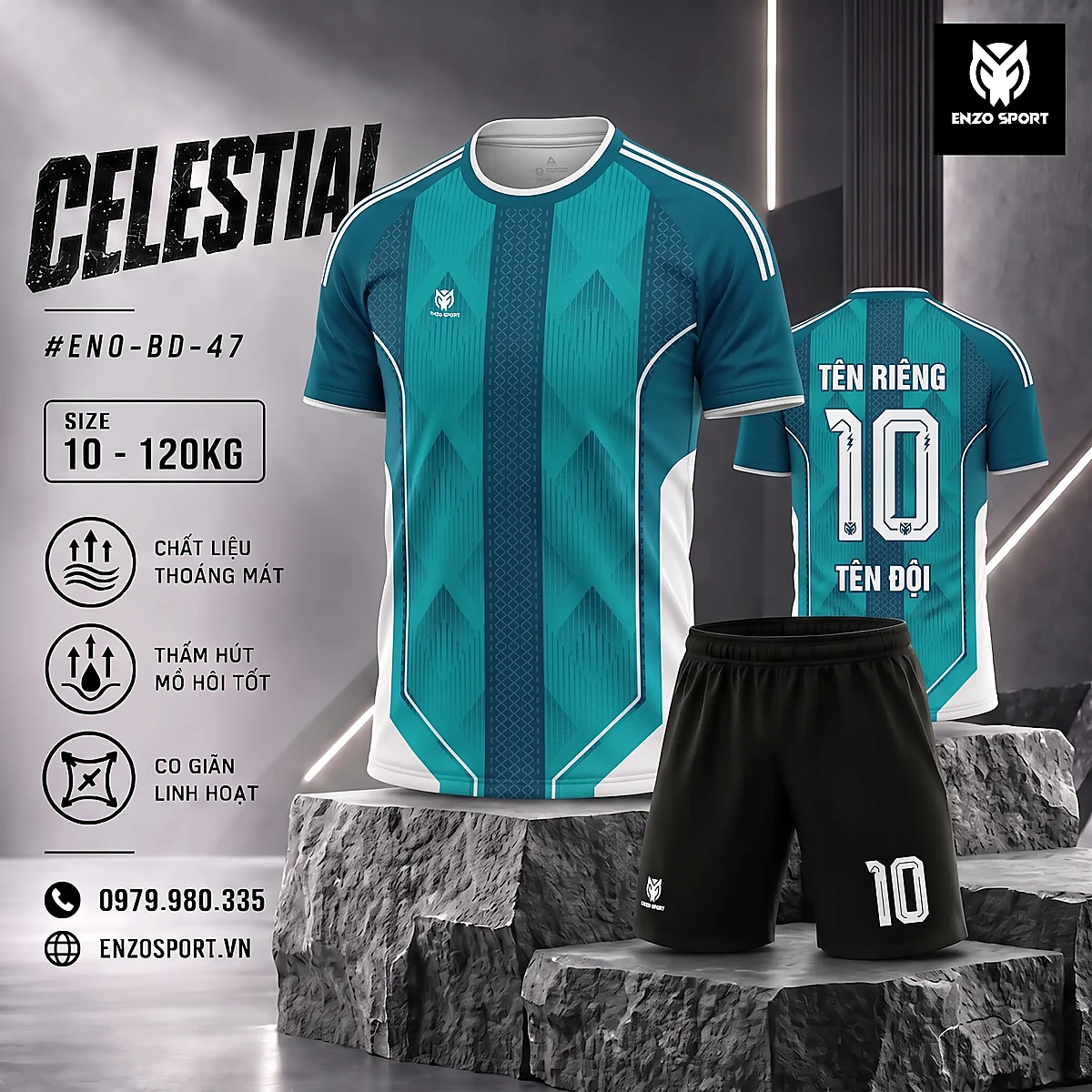 Áo bóng đá không logo CELESTIAL màu ve chai