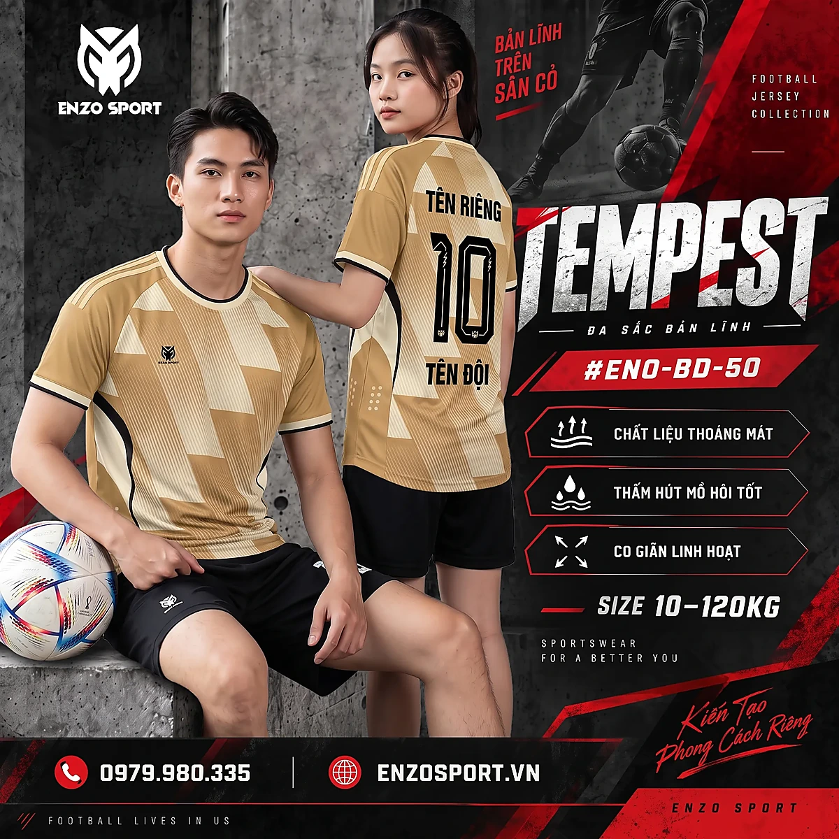 Áo bóng đá không logo TEMPEST màu vàng đồng